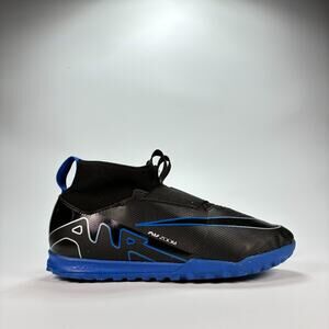Nike Jr Zoom Mercurial Superfly 9 Academy TF Black Blue Soccer Cleats Youth 5.5Y